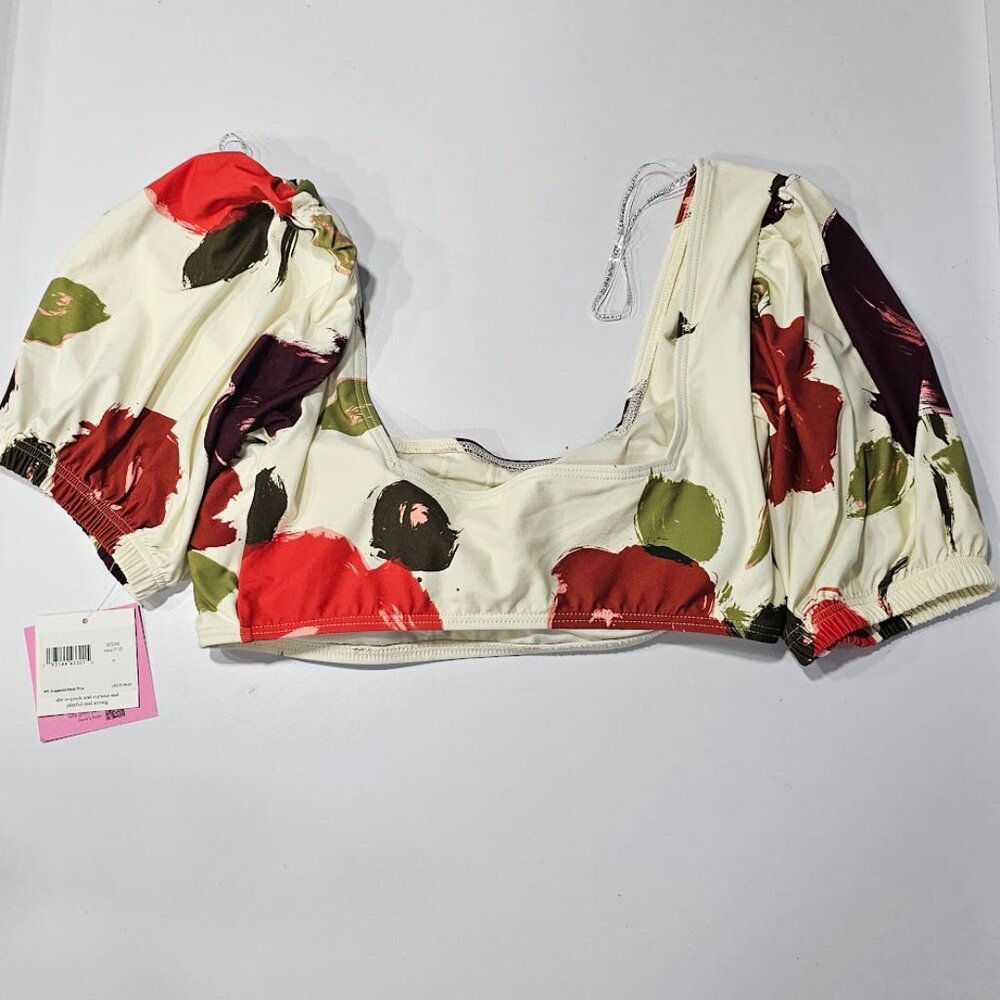 Kate Spade New York Just Rosy Puff Sleeve Bikini Top - Picture 6 of 8